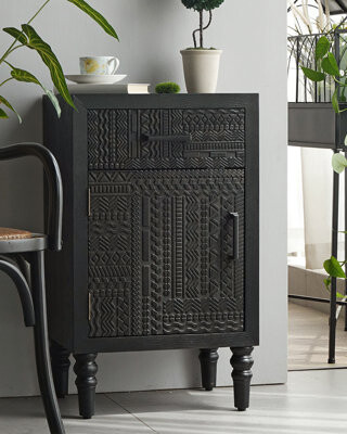 Canora Grey Vintage Wooden Carved Bedroom Nightstand Storage Cabinet Short Storage Cabinet