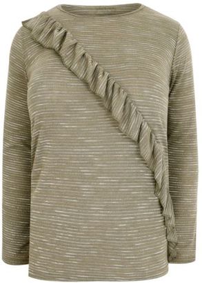 Yours Clothing YoursClothing Plus Size Womens Stripe Scoop Neck Top With Asymmetric Frill