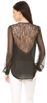 Thumbnail for your product : Haute Hippie Long Sleeve Keyhole Blouse