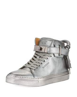 Buscemi 100mm Metallic Lace-Up High-Top Sneakers