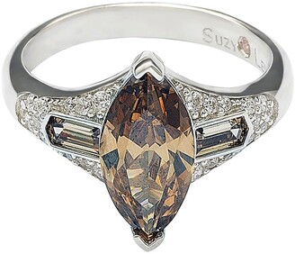 Suzy Levian Sterling Silver Brown CZ Marquise Ring