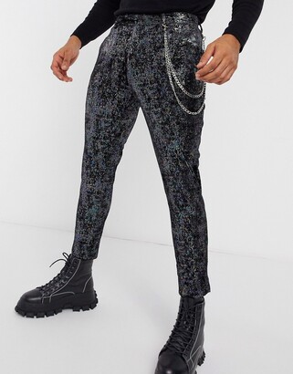 ASOS DESIGN super skinny velvet smart trouser in black and navy