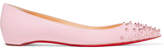 Christian Louboutin - Spikyshell Embellished Leather Ballet Flats - Baby pink