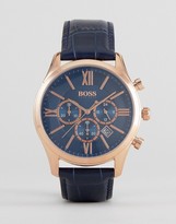 Thumbnail for your product : HUGO BOSS By 1513320 Ambassador Chronograph Leather Watch In Navy