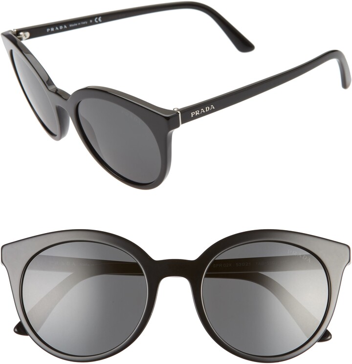 Prada 53mm Round Cat Eye Sunglasses - ShopStyle