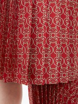 Thumbnail for your product : Fendi Gate-print Pleated Silk Midi Dress - Red Multi