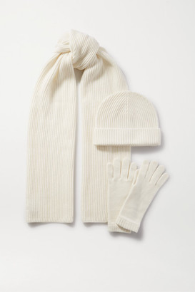 ladies cream hat scarf and gloves set