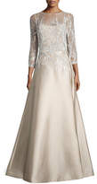 Thumbnail for your product : Rickie Freeman For Teri Jon 3/4-Sleeve Embellished Ball Gown