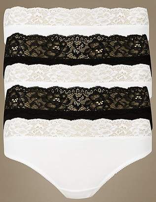 M&S Collection 5 Pack Lace Waisted Thongs