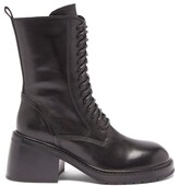 Thumbnail for your product : Ann Demeulemeester Lace-up Block-heel Leather Ankle Boots - Black