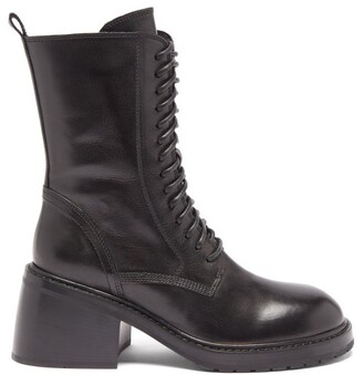 Ann Demeulemeester Lace-up Block-heel Leather Ankle Boots - Black