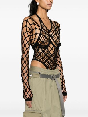 Dion Lee Fishnet layered cut-out bodysuit - ShopStyle Tops