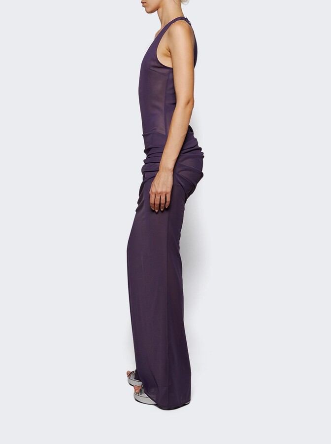 Alex Perry Tucked Halter Column In Power Mesh Grape