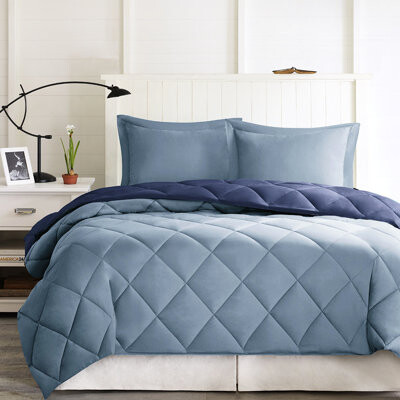hanni Warm And Relaxing Twin/Twin Xl Comforter With 3M Shams Navy+ Blue Microfiber
