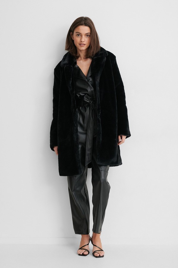 Gine Margrethe X NA-KD Marked Shoulder Faux Fur Coat - ShopStyle