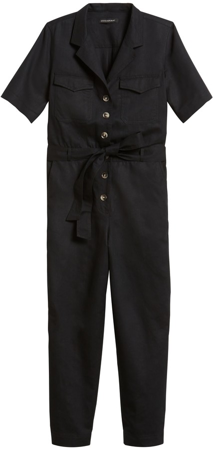 linen utility jumpsuit