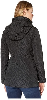 Cole Haan Quilted Barn Jacket (Black) Women's Coat
