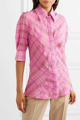 VVB Checked Cotton And Silk-blend Shirt - Pink