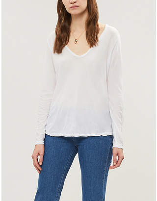 James Perse Heather V-neck semi-sheer cotton-jersey T-shirt