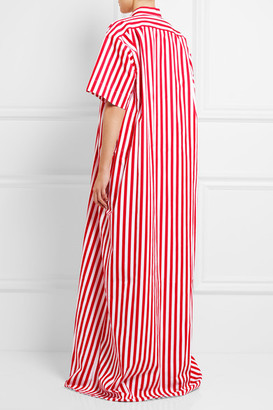 Balenciaga Striped Cotton-poplin Maxi Dress - Red