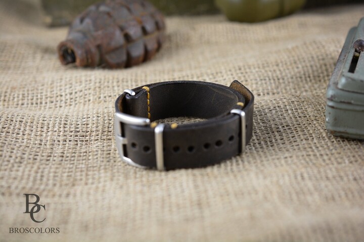 Crazy Horse Zulu Leather Watch Strap, Military Style Straps, 18mm, 20mm, 22mm 24mm Free Personalization, Band 22, 24
