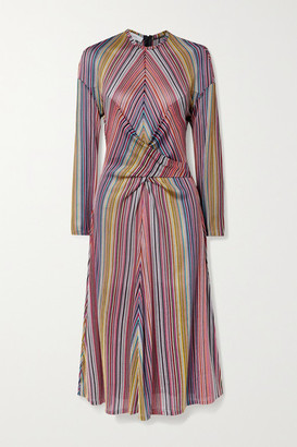 Beaufille Aquila Twist-front Striped Stretch Jacquard-knit Midi Dress - Magenta