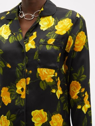 Richard Quinn Floral-print Silk-satin Pyjamas - Yellow Multi