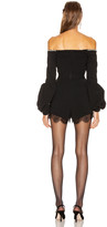 Thumbnail for your product : Self-Portrait Puff Sleeve Playsuit in Black | FWRD