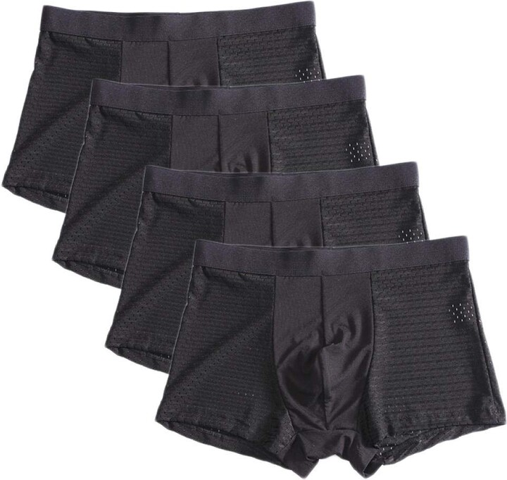 BLOMDE Mens Sexy Underwear 4Pcs Bamboo Fiber Plus Large Size Shorts  Breathable Underwear 5XL 6XL 7XL 8XL-Black_5XL_4Pcs - ShopStyle Boxers
