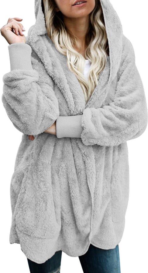 plus size fluffy fleece jacket