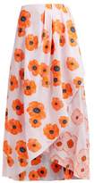 Thumbnail for your product : Vika Gazinskaya Draped Floral Fil-coupe Crepe Midi Skirt - Womens - Pink Multi