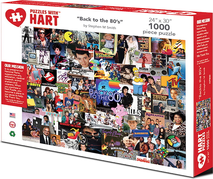 Hart Puzzles Back to the 80's by Steve Smith, 24" x 30", 1000 Piece Puzzle