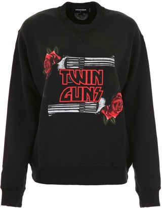 DSQUARED2 Twin Guns Rose Print Sweatshirt