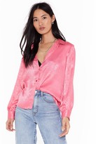 Thumbnail for your product : Nasty Gal Womens Are You in Brush Satin Oversized Shirt - Pink - 4