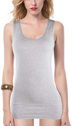 Moxeay Extra Basic Cotton Long Stretch Tank Tops Ribbed