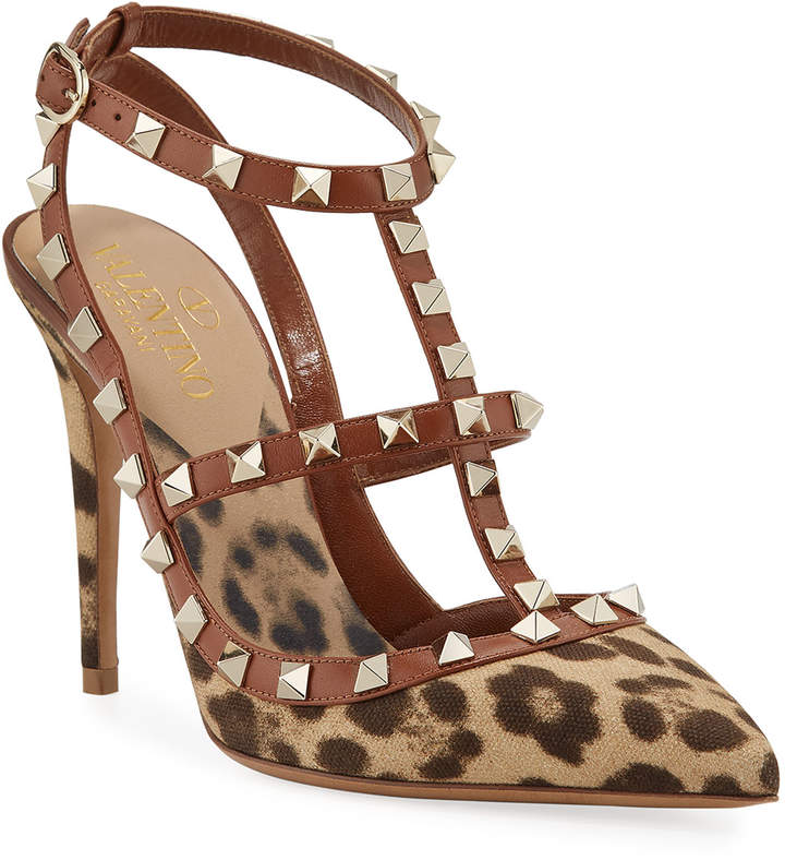 leopard ankle strap pumps