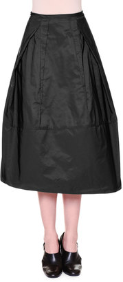 Jil Sander High-Waist Midi Skirt w/ Inside-Out Pleats, Black