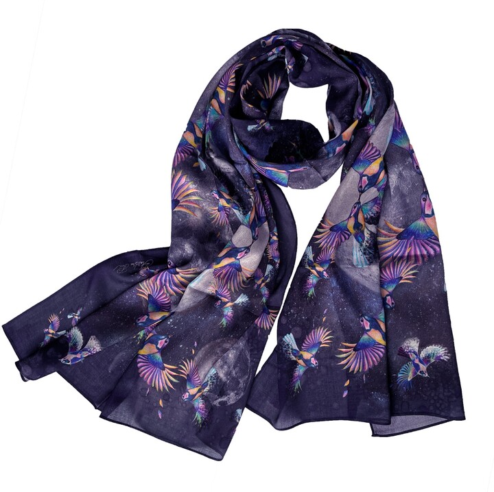 VETKA Long CottonSilk Scarf "Birds" ShopStyle Scarves & Wraps