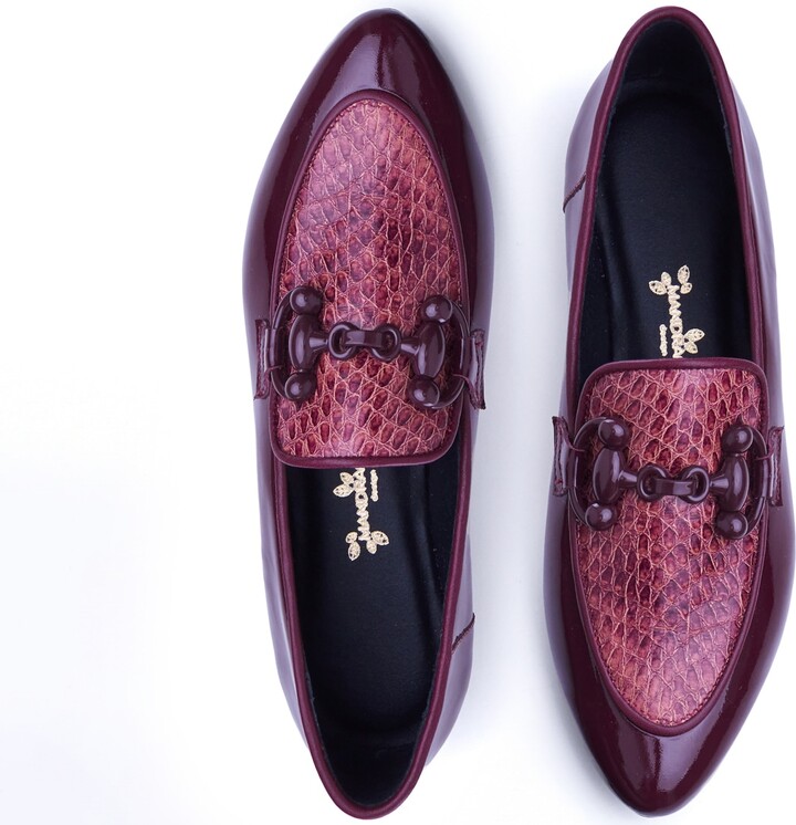 Moda In Pelle Burgundy Patent Brogues Cerie Burgundy Patent Mocc
