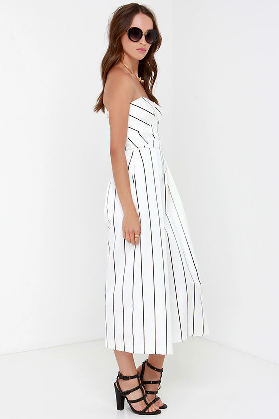 Keepsake True Awakening Black and White Striped Jumpsuit ShopStyle