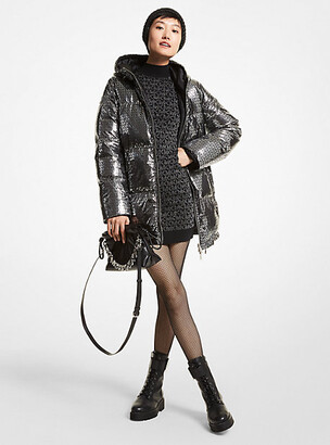 MICHAEL Michael Kors MK Reversible Metallic Satin Ciré Puffer Jacket -  Black/silver - Michael Kors - ShopStyle Girls' Outerwear