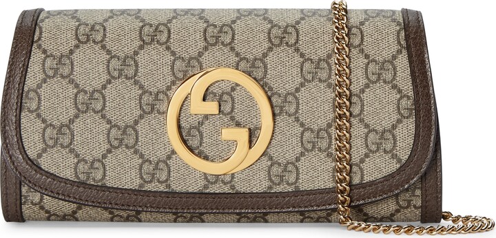 Gucci Blondie medium chain wallet in beige and ebony Supreme