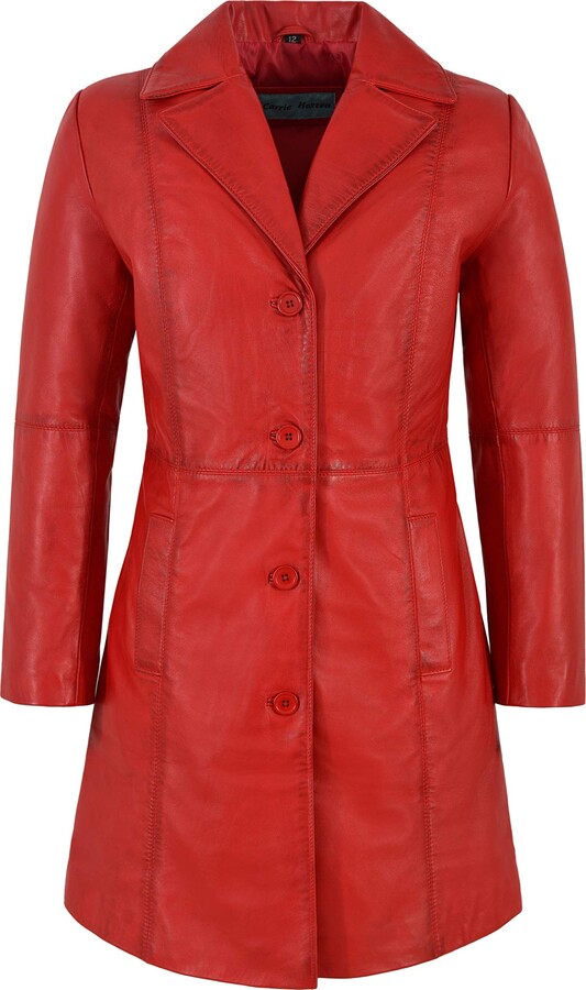 Smart Range Leather Co Ltd Trench Ladies Leather Jacket Red Classic  Knee-Length Designer Lambskin Coat 3457 (10) - ShopStyle