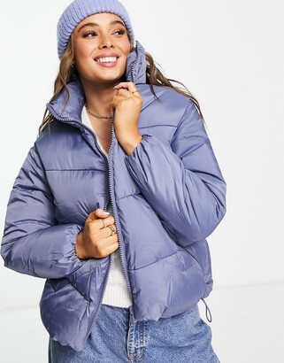 New Look boxy puffer jacket in mid blue - ShopStyle