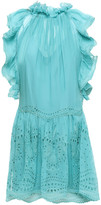 Thumbnail for your product : Alberta Ferretti Broderie Anglaise-paneled Cotton-blend Georgette Mini Dress