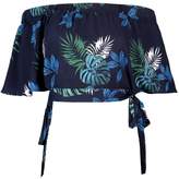 Thumbnail for your product : boohoo Woven Floral Tie Side Bardot