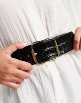 Thumbnail for your product : And other stories & leather croc belt in black