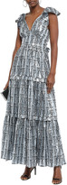 Thumbnail for your product : Temperley London Ruffled Tiered Printed Metallic Fil Coupe Maxi Gown