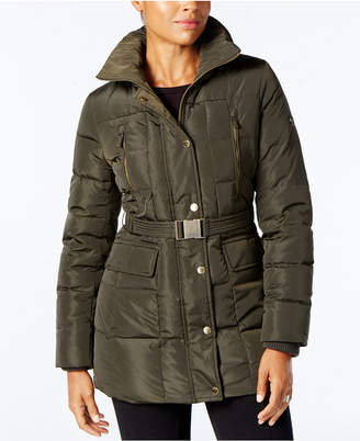 MICHAEL Michael Kors Faux-Fur-Trim Belted Down Puffer Coat, Created for Macy's