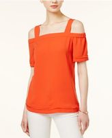 Thumbnail for your product : Bar III Fringe-Trim Cold-Shoulder Top, Created for Macy's